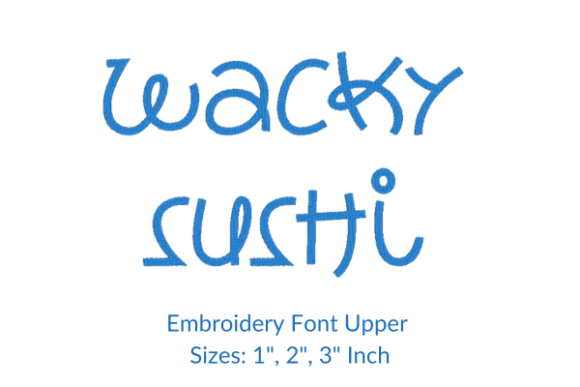 Wacky Sushi Font: A Playful Embroidery Design for Boutique Apparel